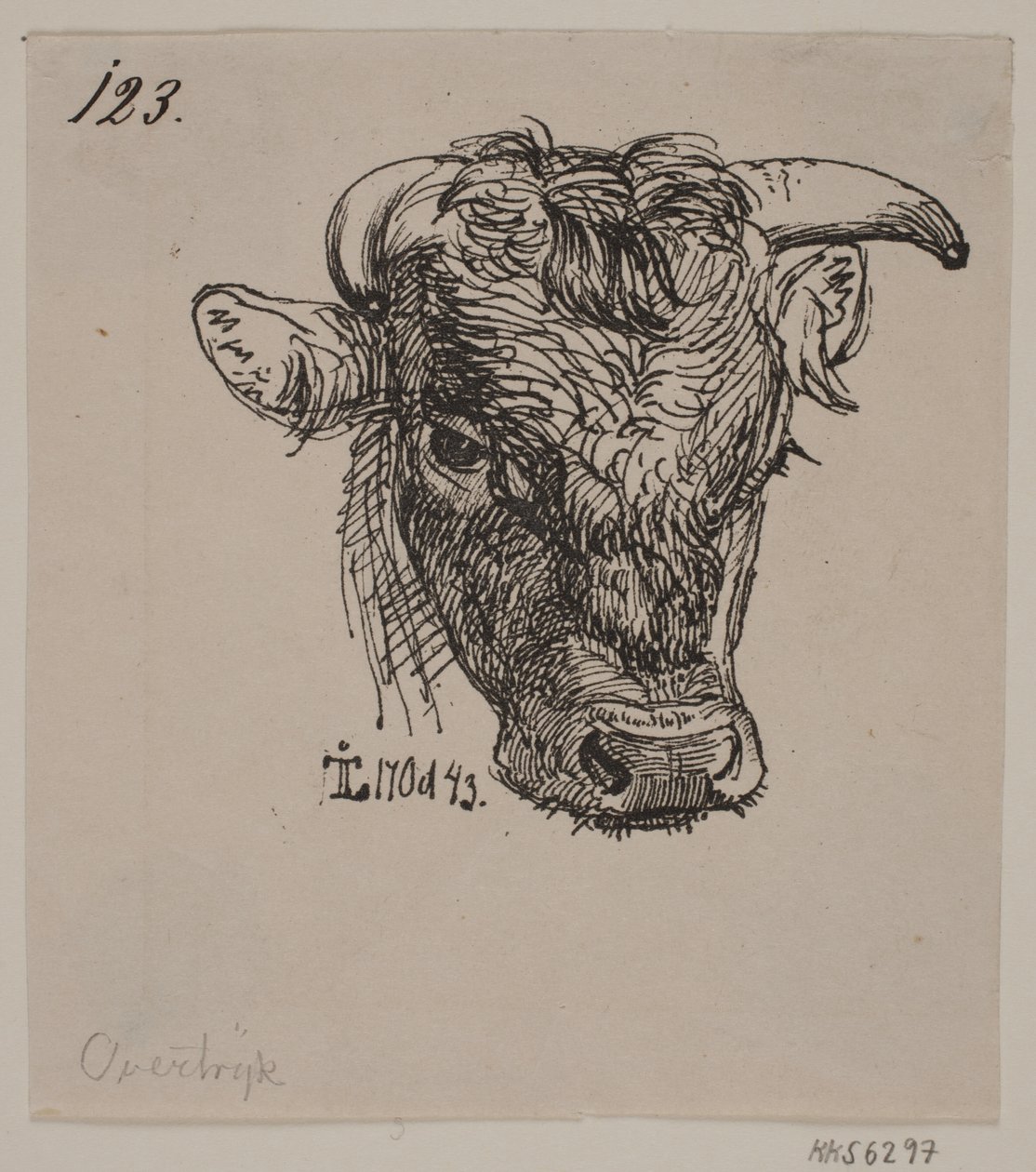 Hoofd van een jonge stier door Johan Thomas Lundbye