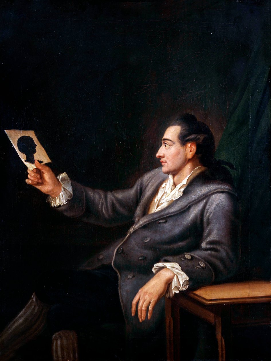 Johann Wolfgang Von Goethe kijkt naar een silhouet, kopie van een schilderij door G. M. Kraus, c.1778 door Johann Ehrenfried Schumann