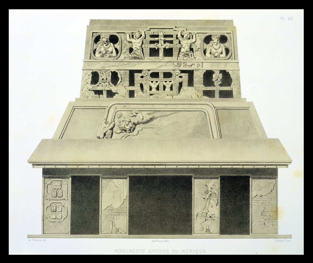 Gevel van de Tempel van de Zon, Palenque, plaat 26 uit 