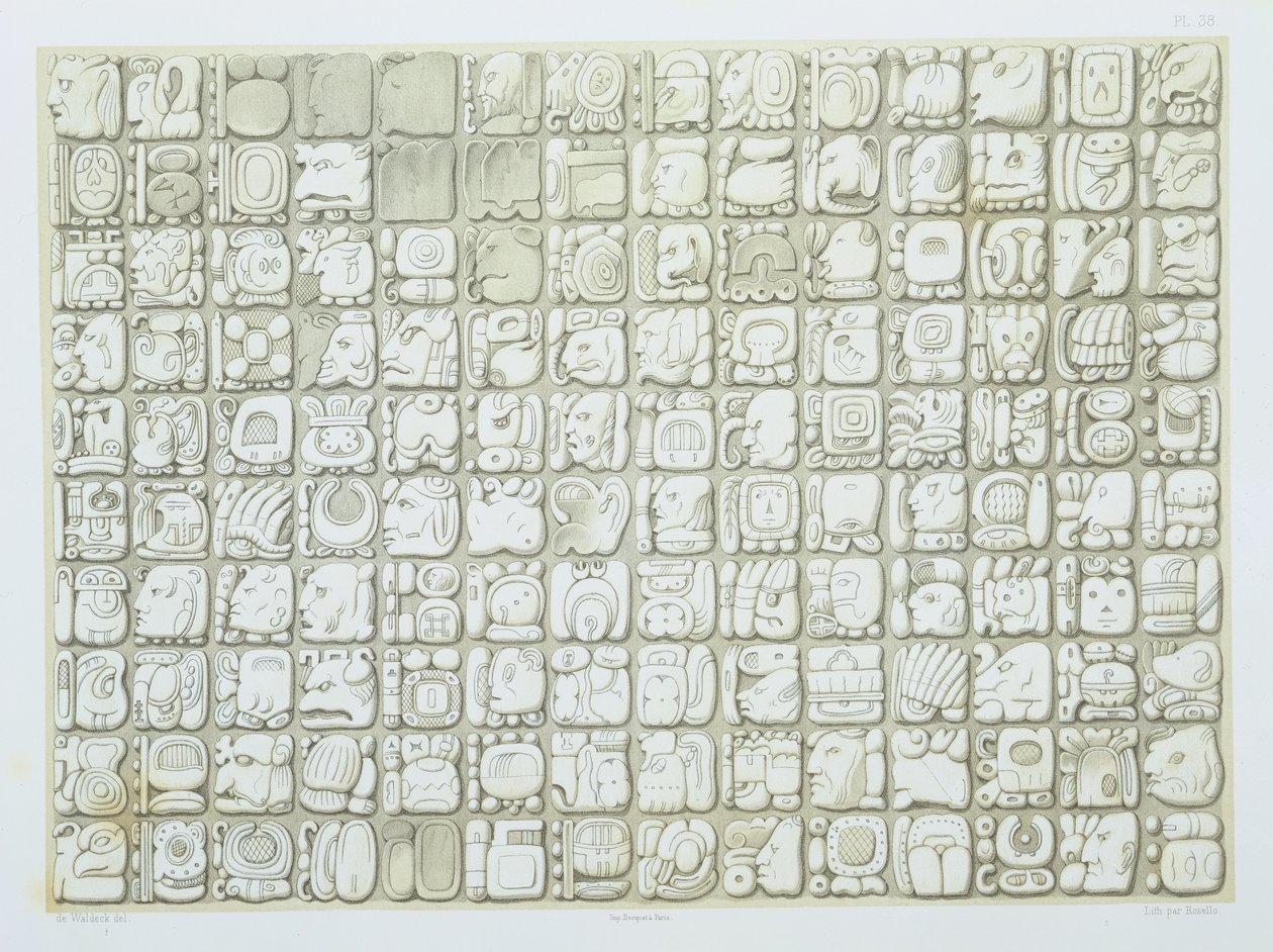 Plaquette met ideografisch schrift uit de Tempel van Inscripties, Palenque, c.692, plaat 38 uit 