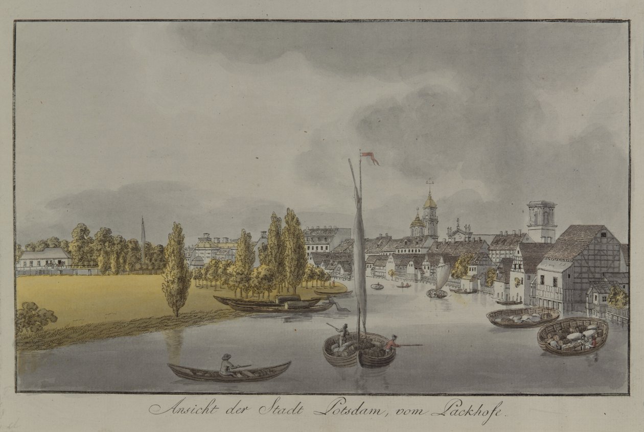 Uitzicht op Potsdam, ca. 1796 door Johann Friedrich Nagel