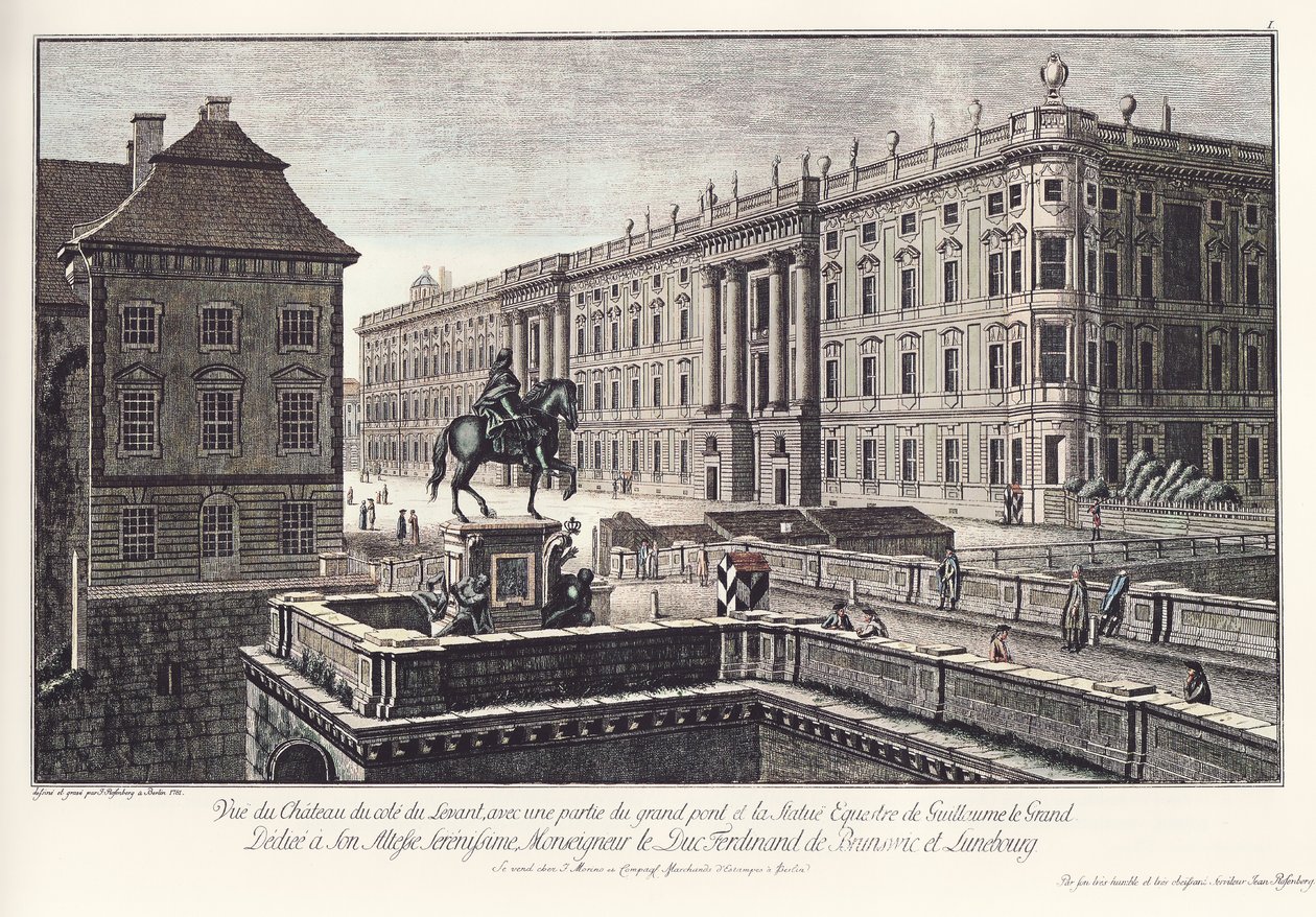 Ansicht des Schlosses mit der Langen Brücke, Alt-Berlin door Johann Georg Rosenberg