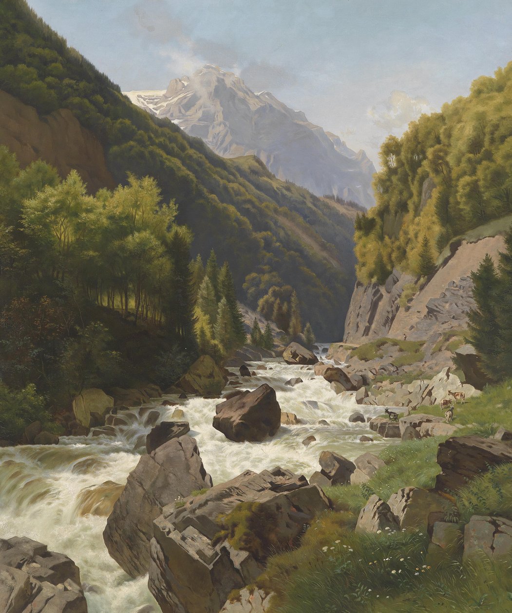 Kloof bij de Lötschenbach bij Glarus door Johann Gottfried Steffan