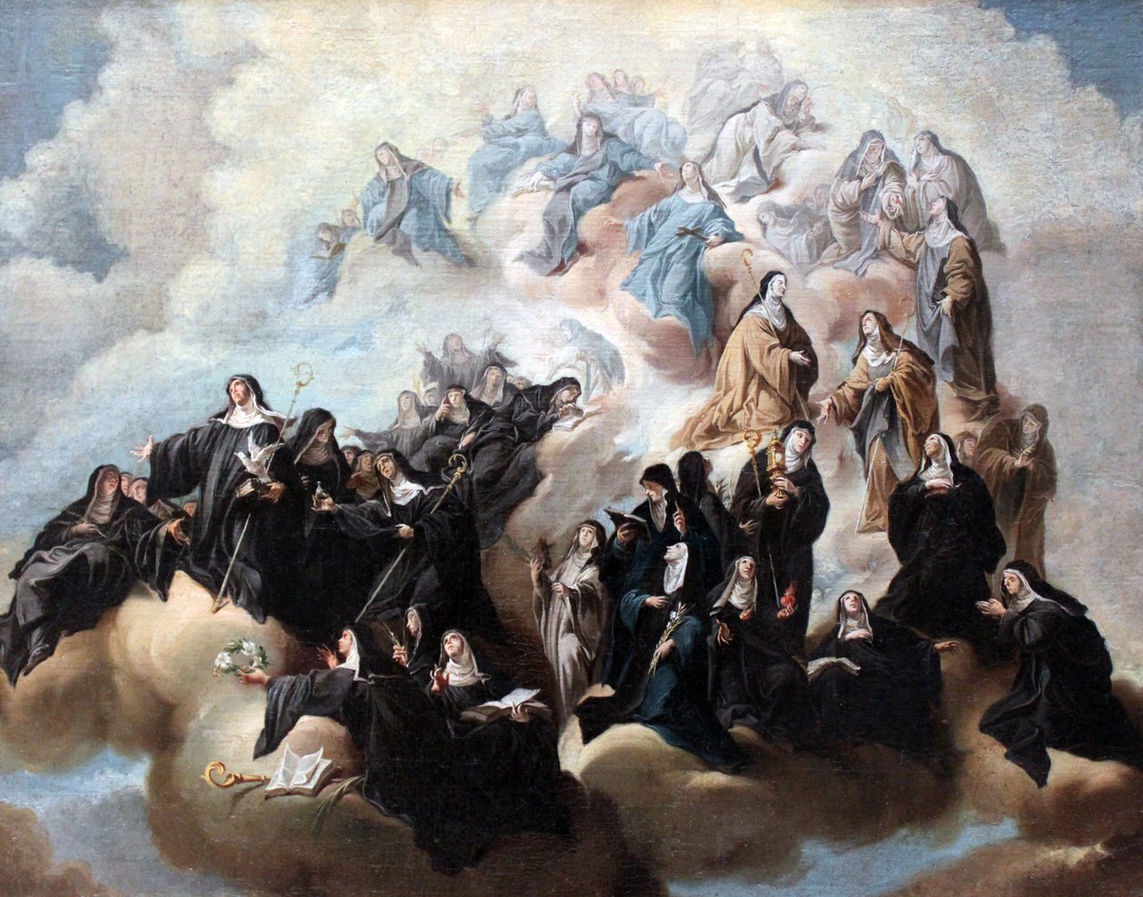 De heilige Scholastica met nonnen van de Benedictijnerorde en zijn takken door Johann Jakob Zeiller