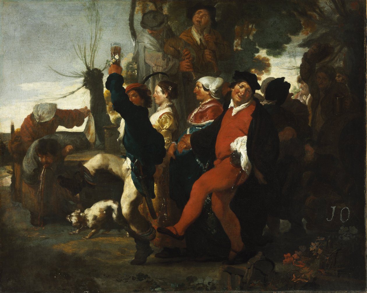 Huwelijksstoet in een dorp door Johann Liss