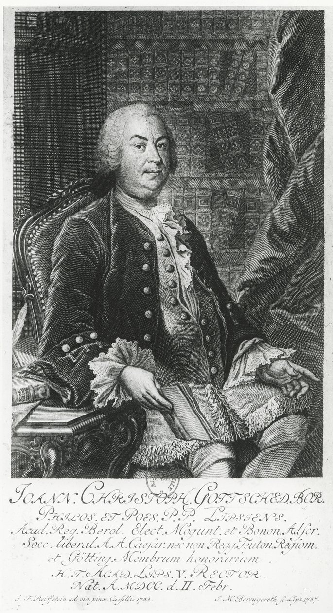 Portret van Johann Christoph Gottsched door Johann Martin Berningeroth
