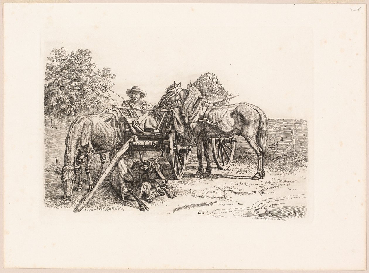 Boer en zijn kar door Johann Adam Klein