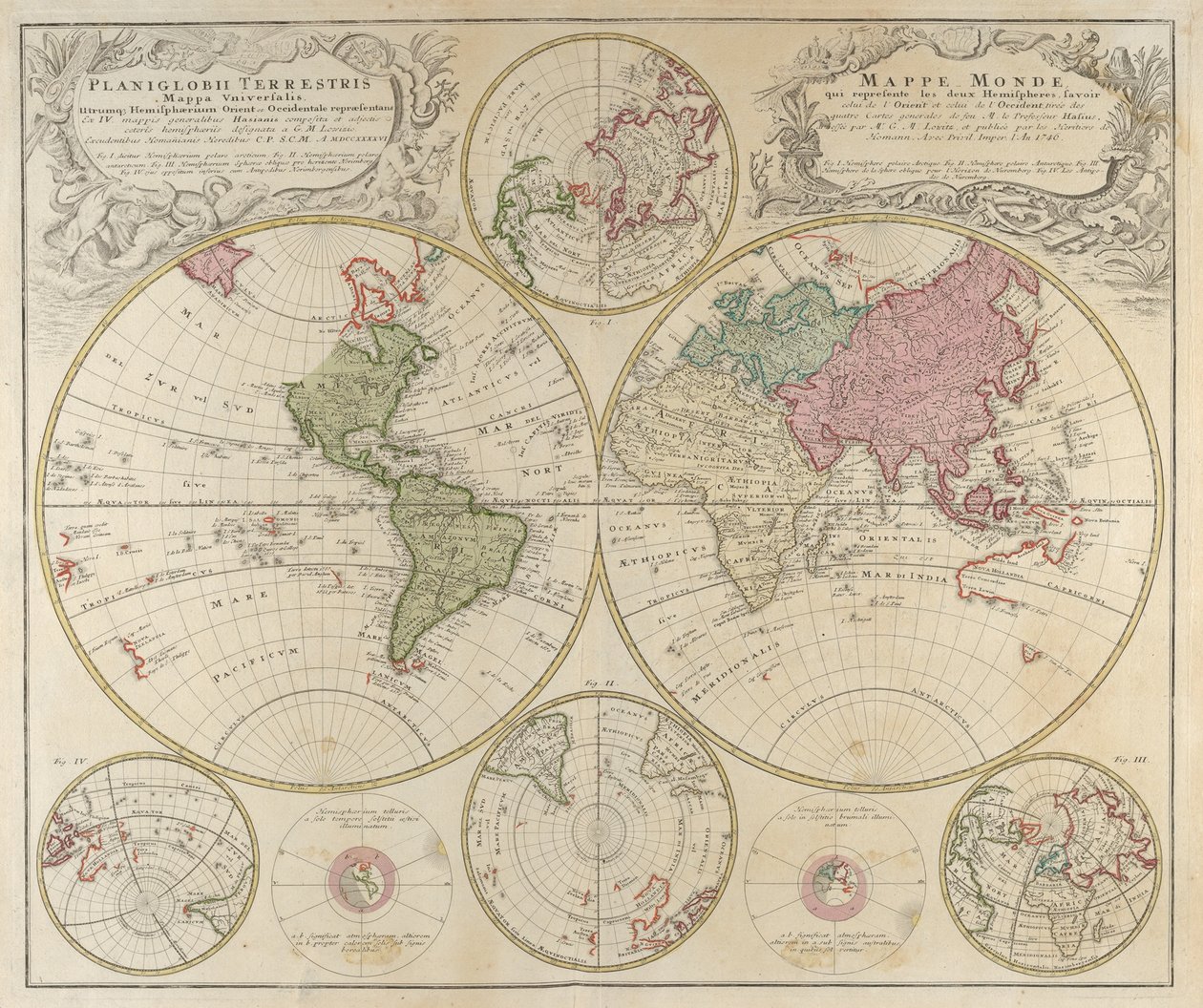 Planiglobii Terrestris Mappa Universalis door Johann Baptista Homann