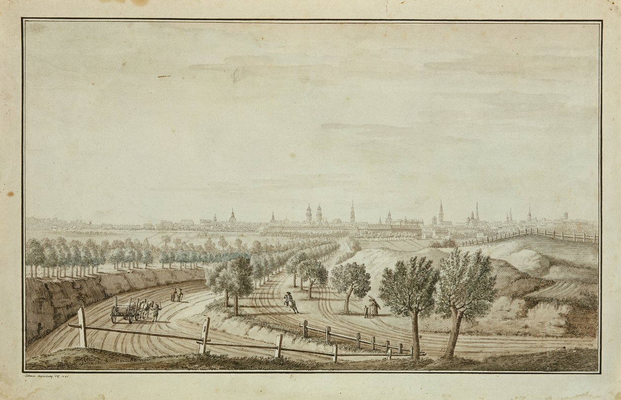 Uitzicht op de Hallesch-poort door Johann Carl Wilhelm Rosenberg