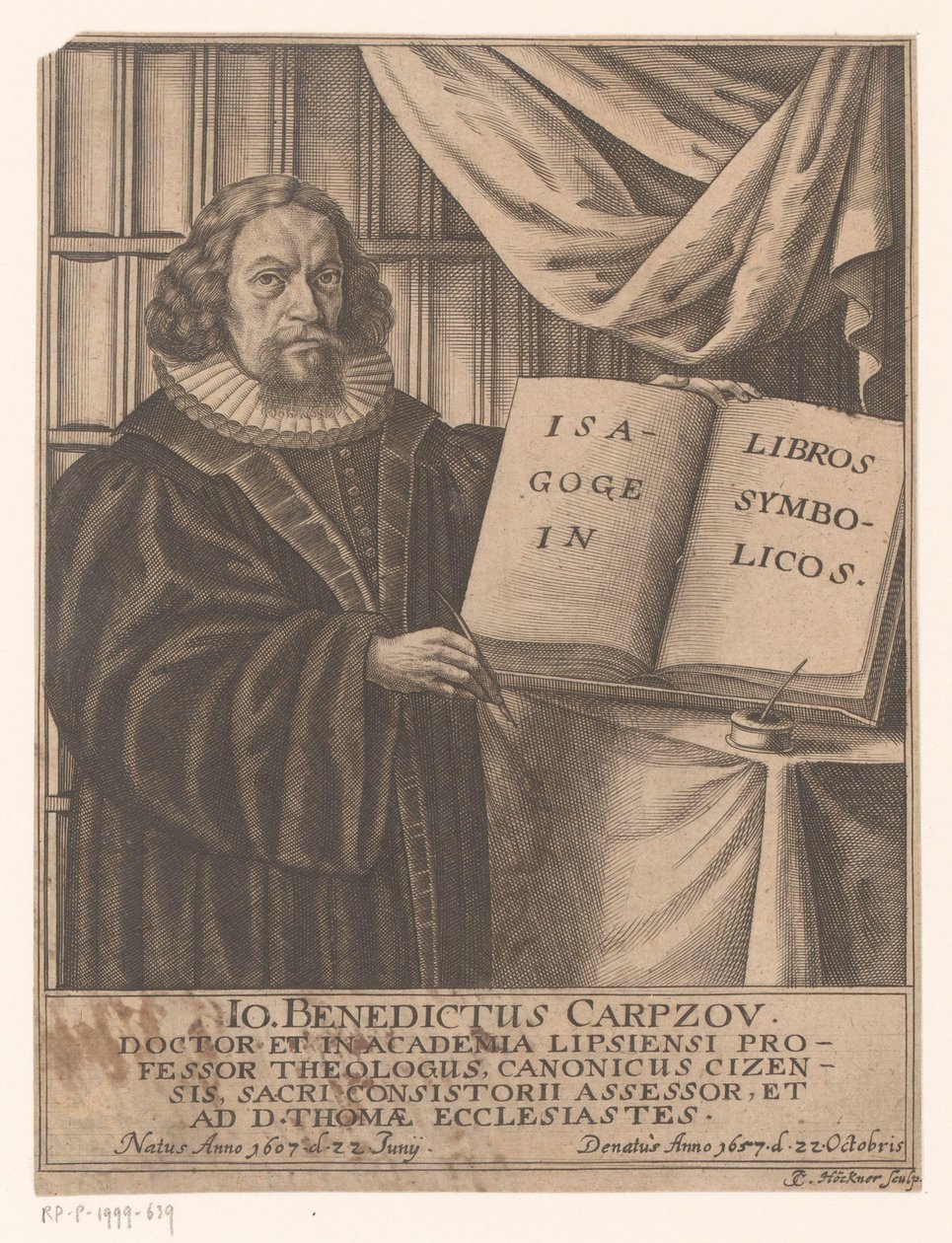 Portret van Johann Benedict Carpzov door Johann Caspar Hoeckner