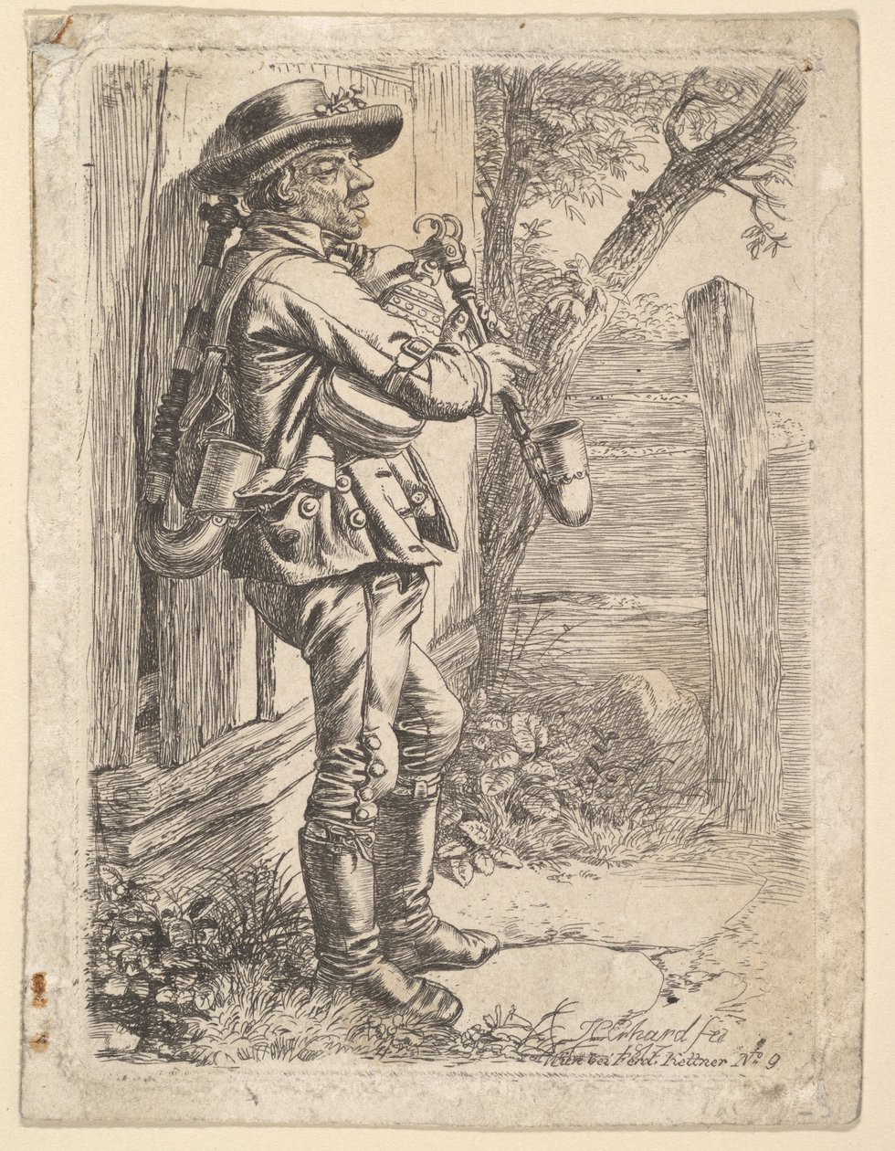 De doedelzakspeler, 1819 door Johann Christian Erhard