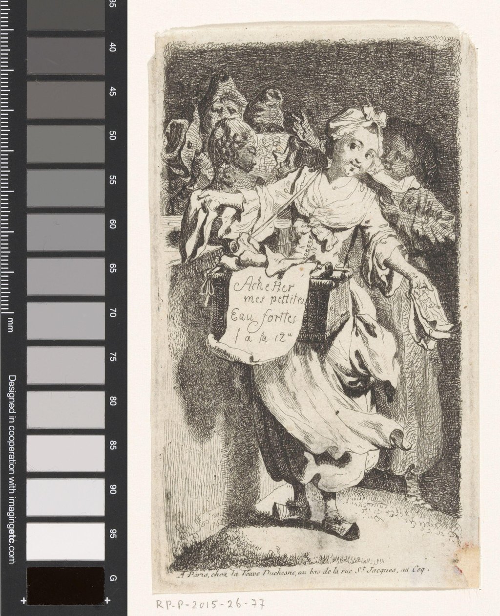 Prentverkoopster door Johann Eleazar Schenau