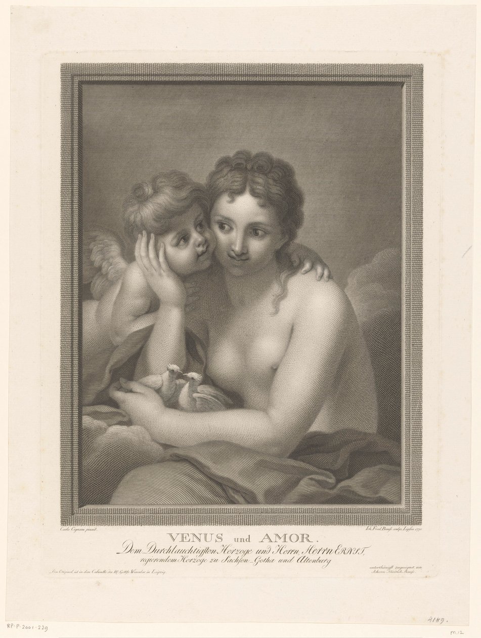 Venus en Amor door Johann Friedrich Bause