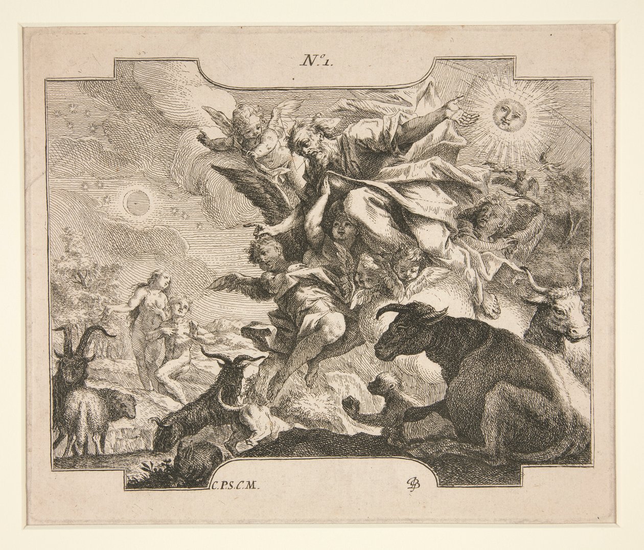 De Schepping (?) door Johann Georg Bergmuller