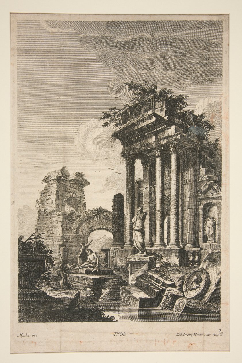 Capriccio met Romeinse Ruïnes door Johann Georg Hertel