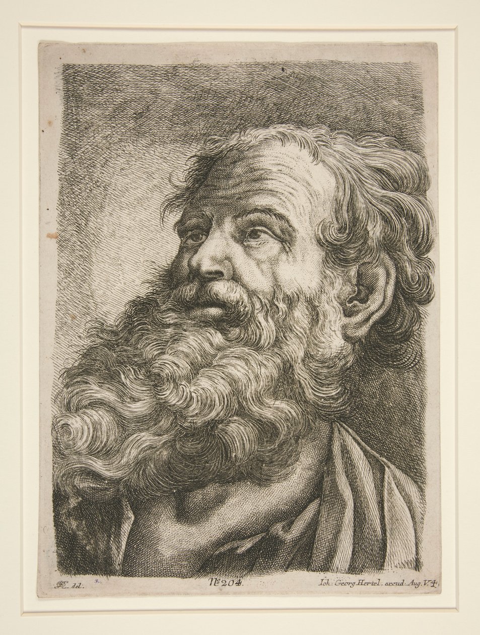 Mannelijk hoofd (van een apostel?) door Johann Georg Hertel