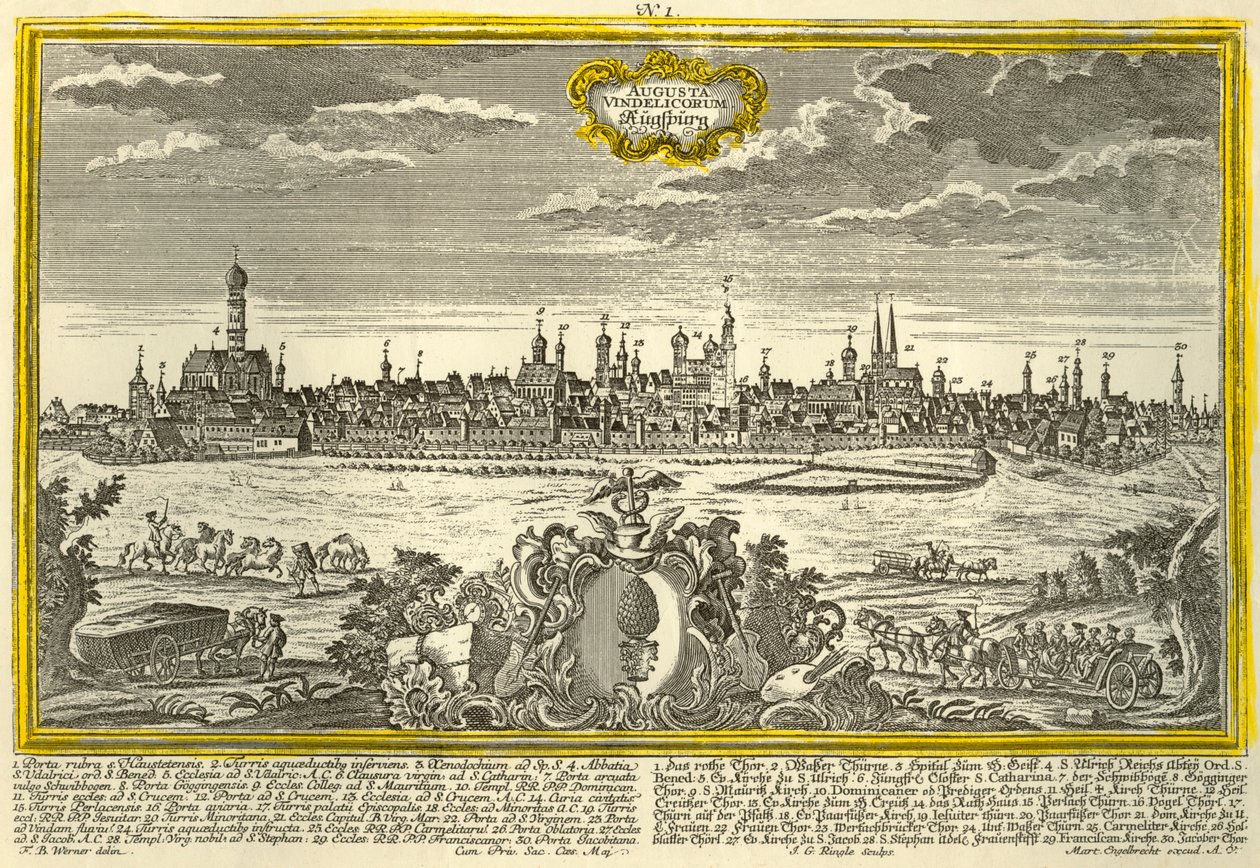 Augsburg, ca. 1740 door Johann Georg Ringlin