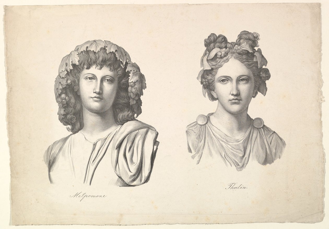 Melpomene en Thalia, 1823-26 door Johann Gottfried Schadow