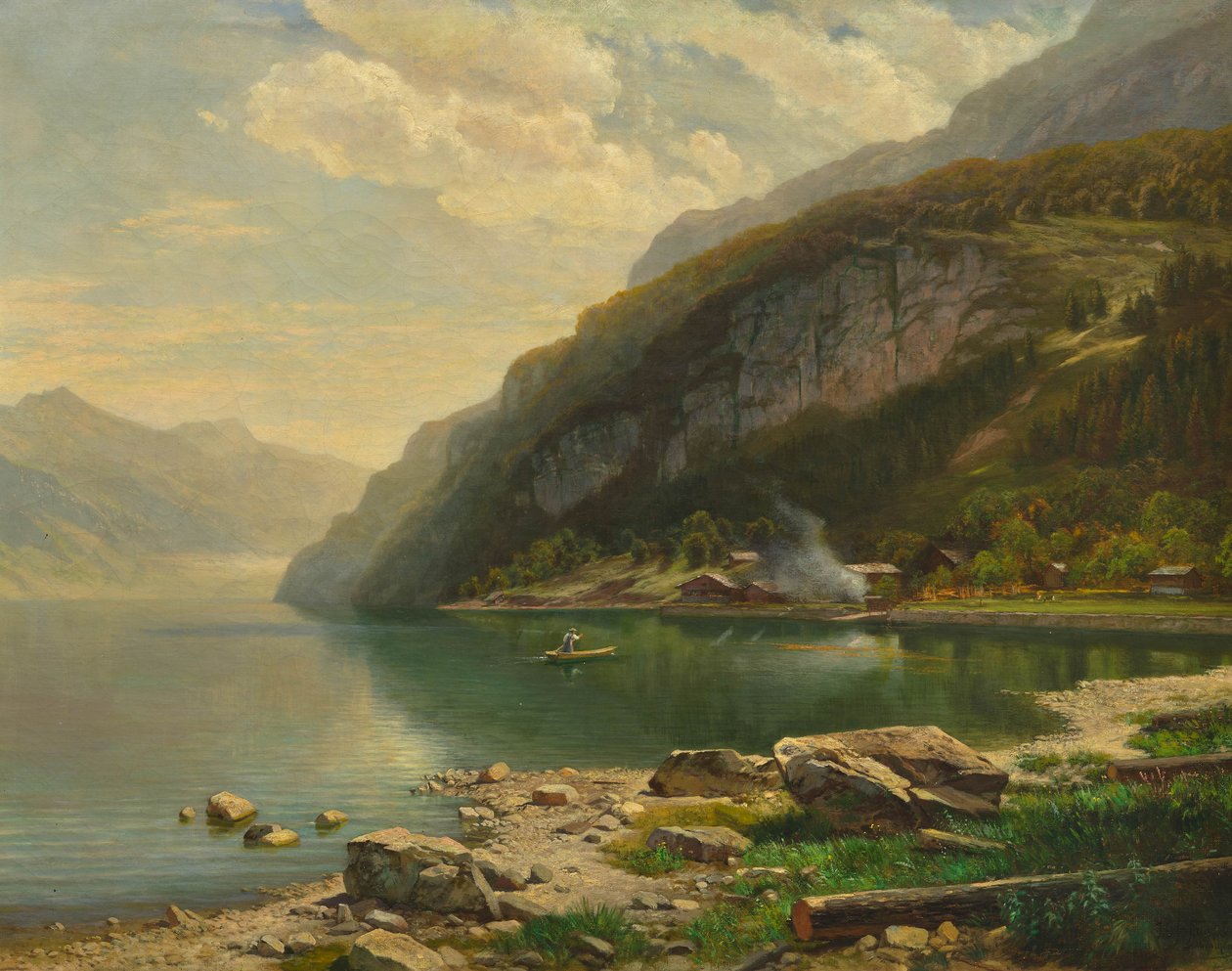Johann Gottfried Steffan aan het meer van Brienz c1883 door Johann Gottfried Steffan