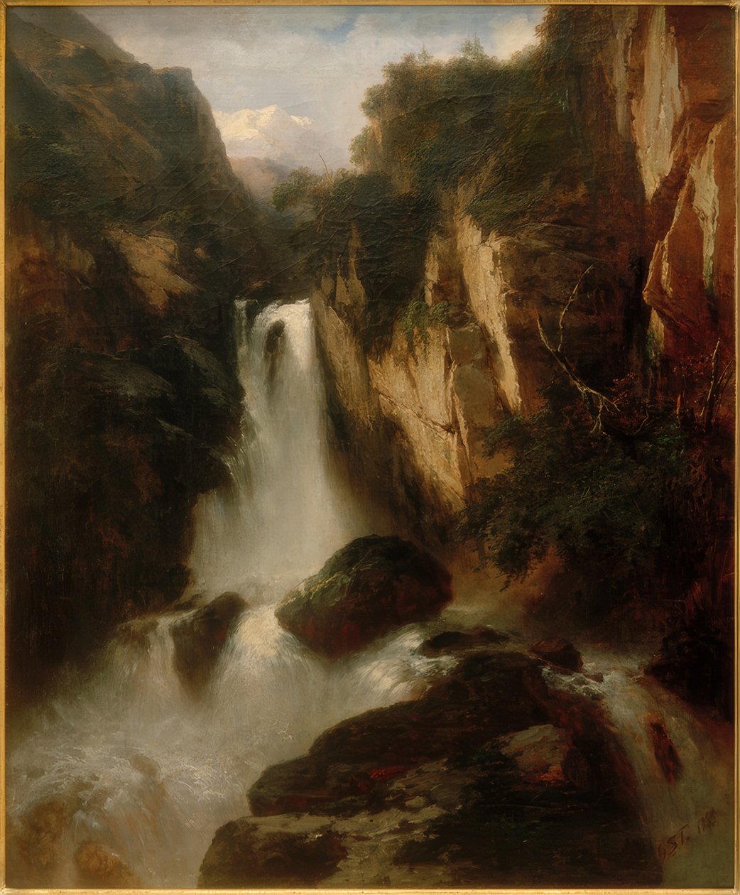 Waterval in de bergen door Johann Gottfried Steffan