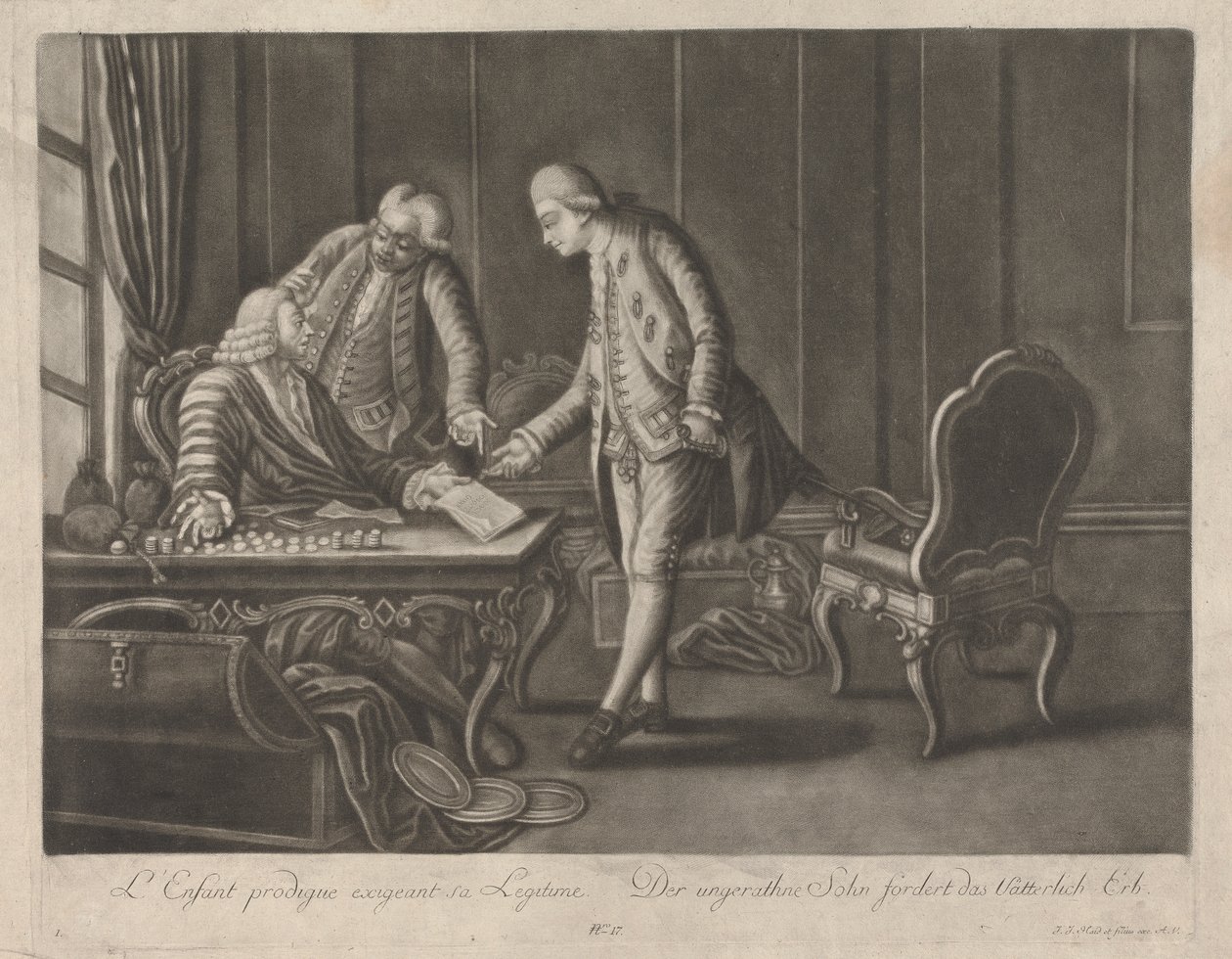 De verloren zoon eist zijn erfdeel op door Johann Jacobus Haid