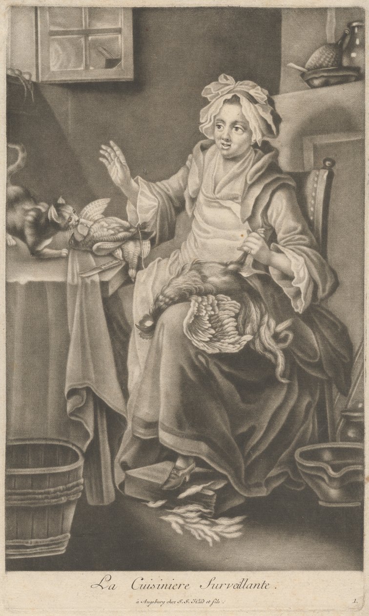 De toezichthoudende kok door Johann Jacobus Haid