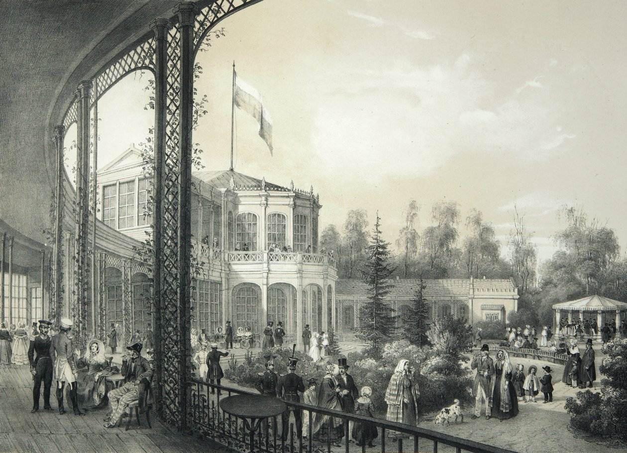 Het treinstation in Pavlovsk, 1840-1850 door Johann Jakob Meier