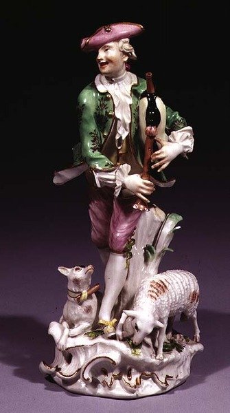 Meissen herder met doedelzak door Johann Joachim Kaendler