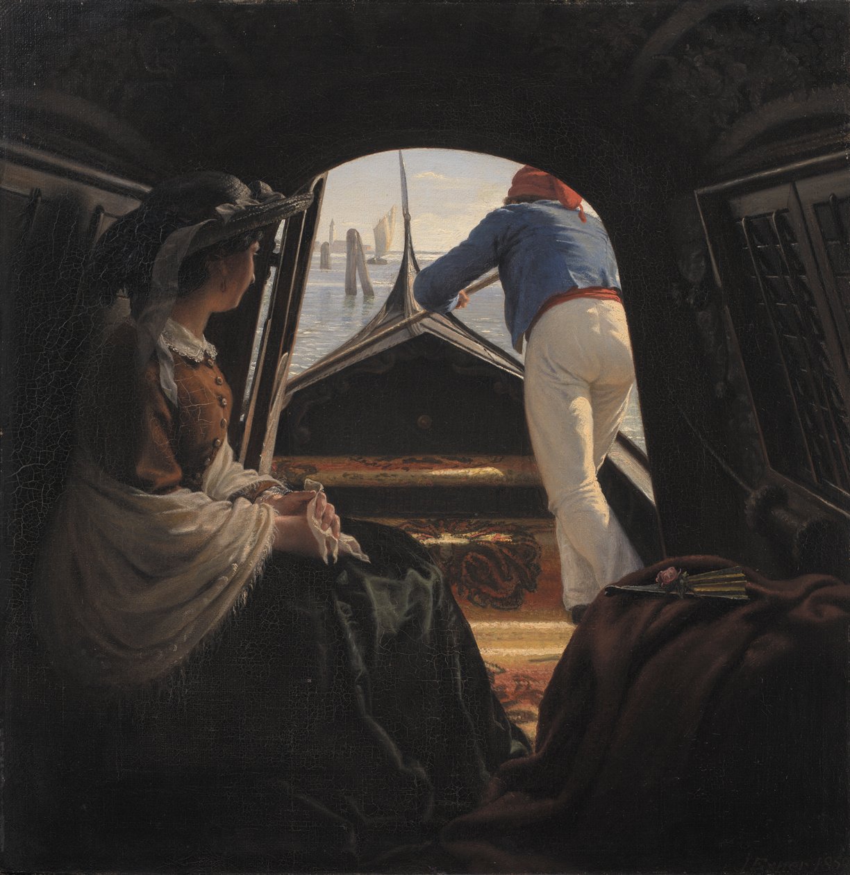Een Gondel door Johann Julius Exner