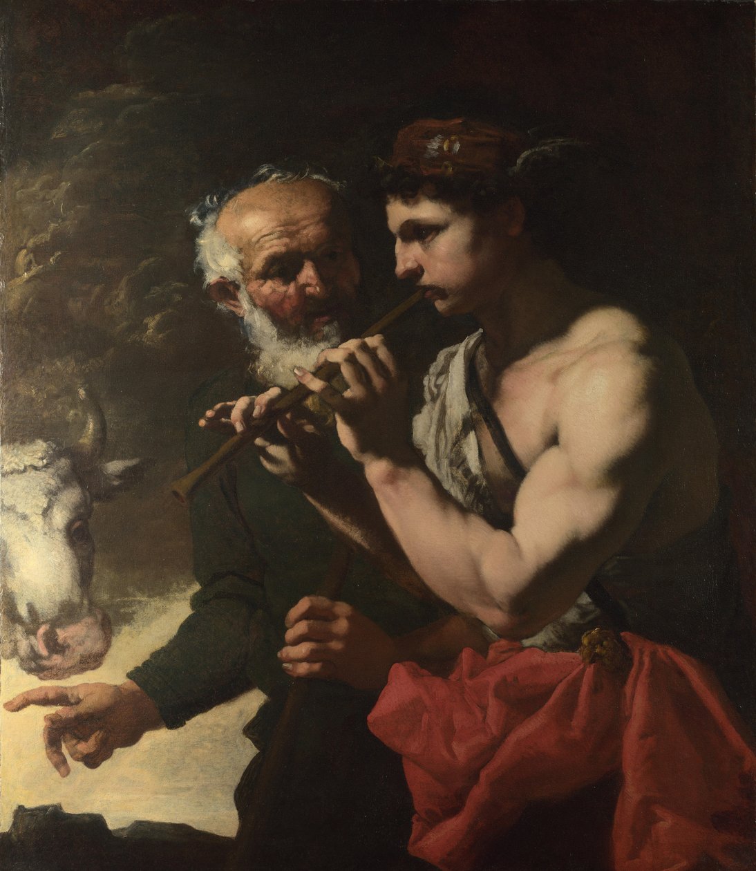 Mercurius speelt op de fluit voor Argus, 1655-1657 door Johann Karl Loth