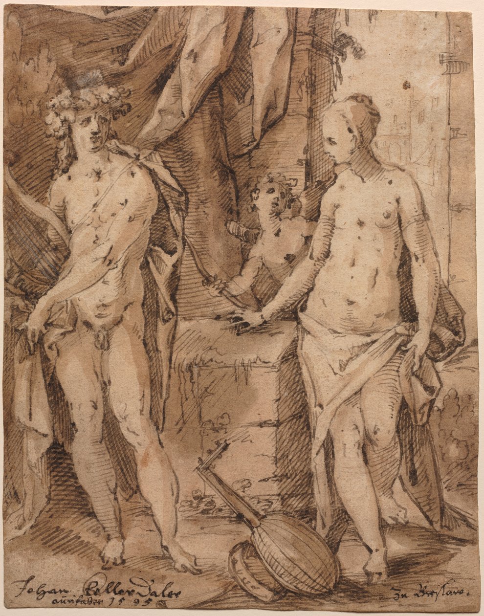 Apollo met Erato en Cupido door Johann Kellerthaler