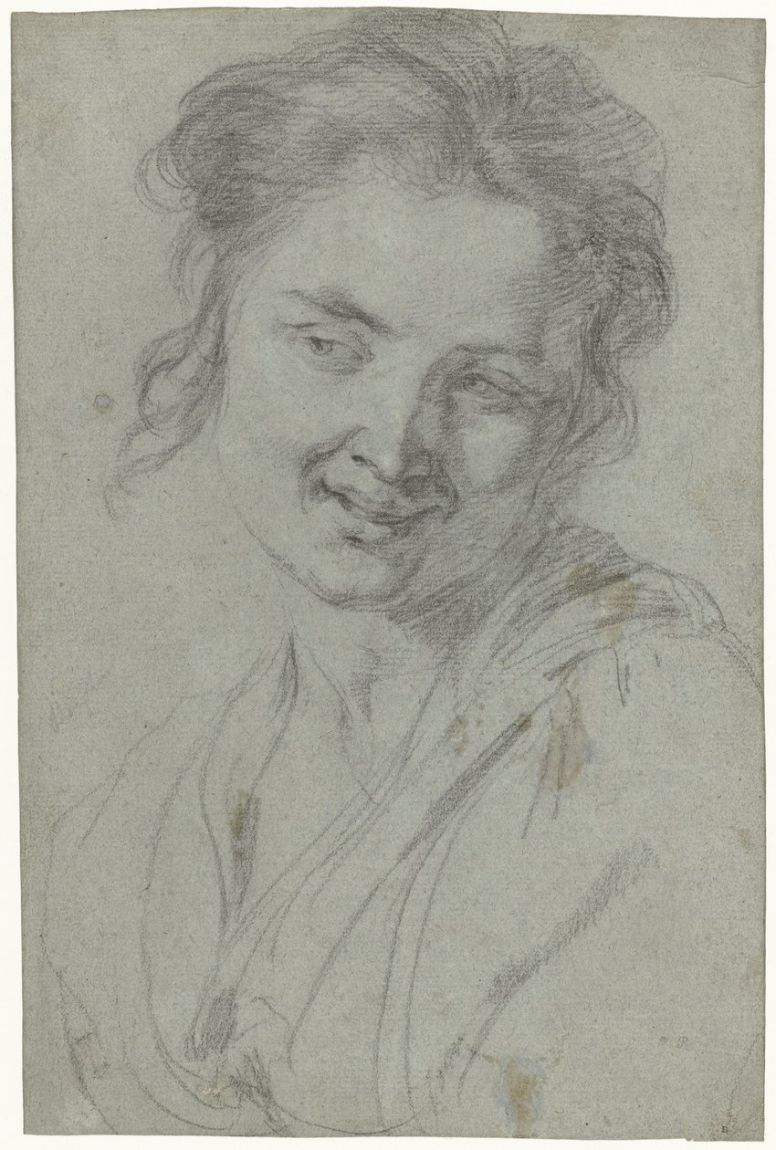 Studie van een lachende vrouw door Johann Liss