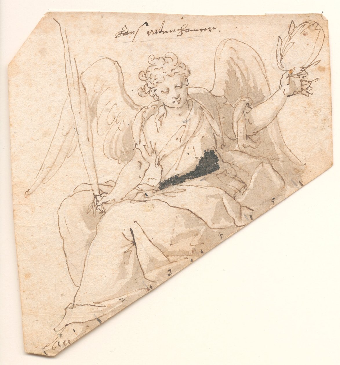 Engel met palmblad en lauwerkrans door Johann Mathias Kager