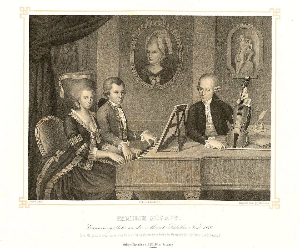Familie Mozart door Johann Nepomuk Croce della