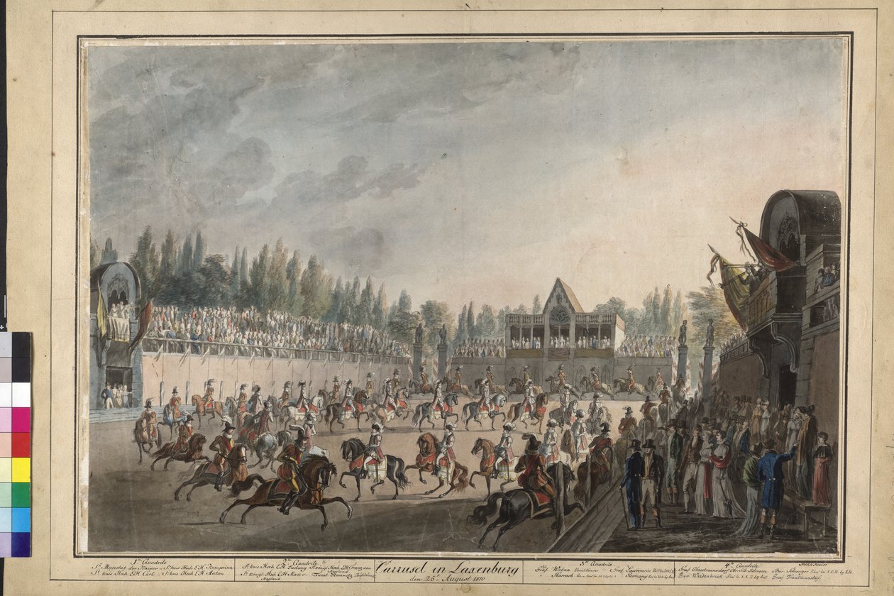 Carrousel in Laxenburg door Johann Nepomuk Hoechle