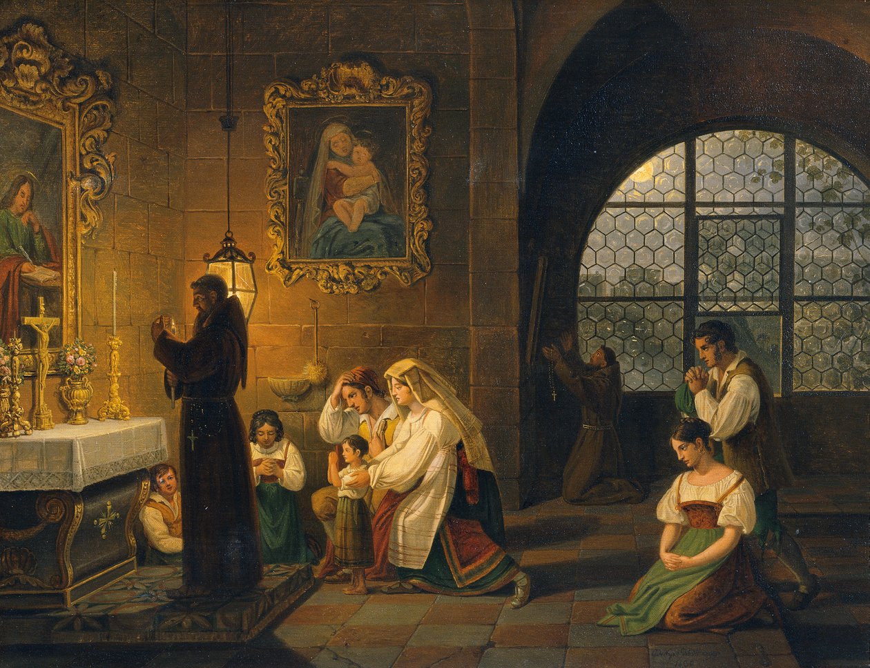 Het interieur van een Italiaanse kerk door Johann Nepomuk Schödlberger