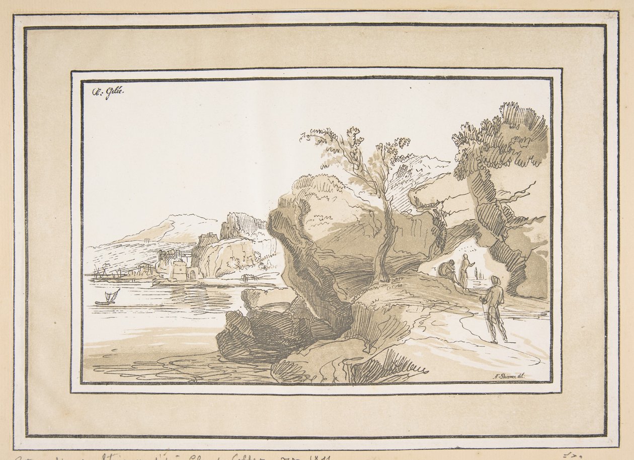 Landschap, ca. 1811 door Johann Nepomuk Strixner
