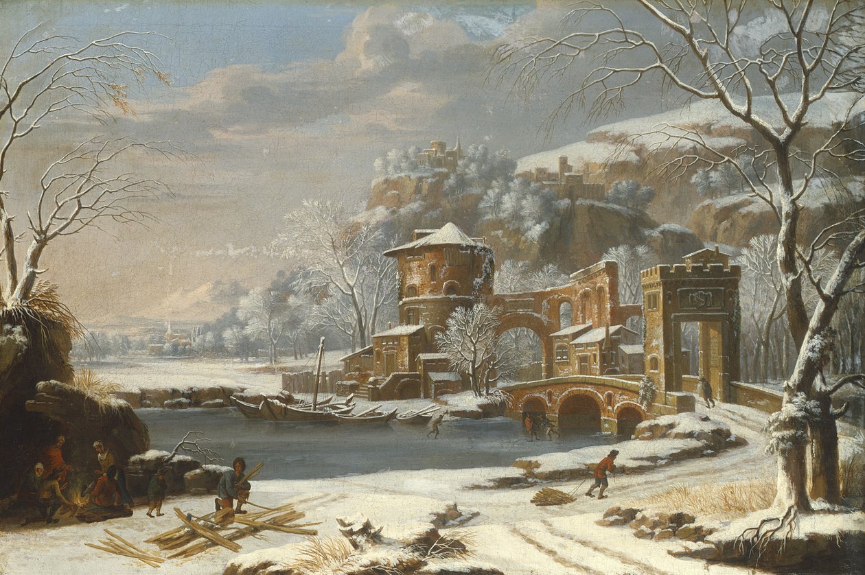 Winterlandschap, 1674 door Johann Oswald Harms