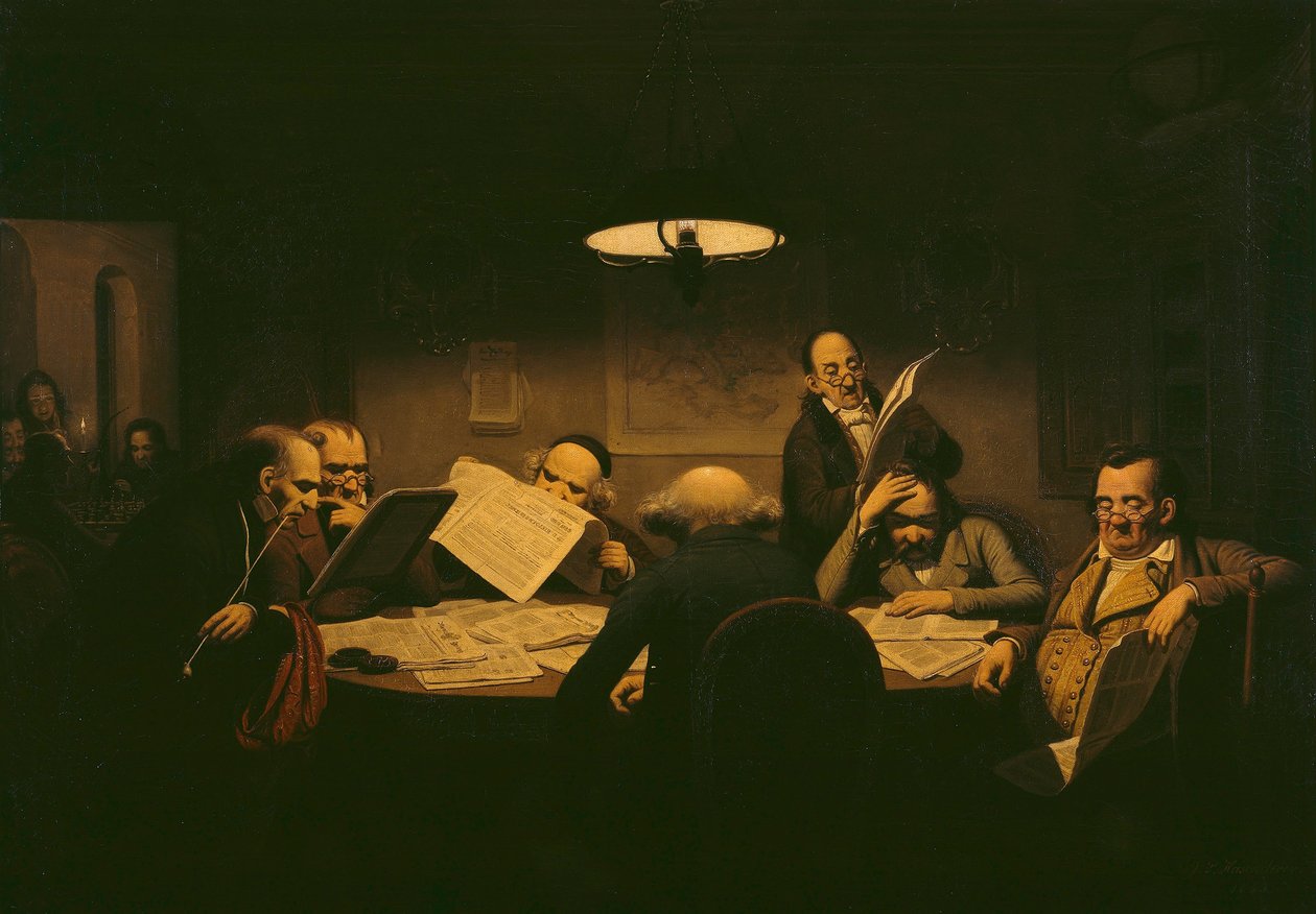 De Leeszaal, 1843 door Johann Peter Hasenclever