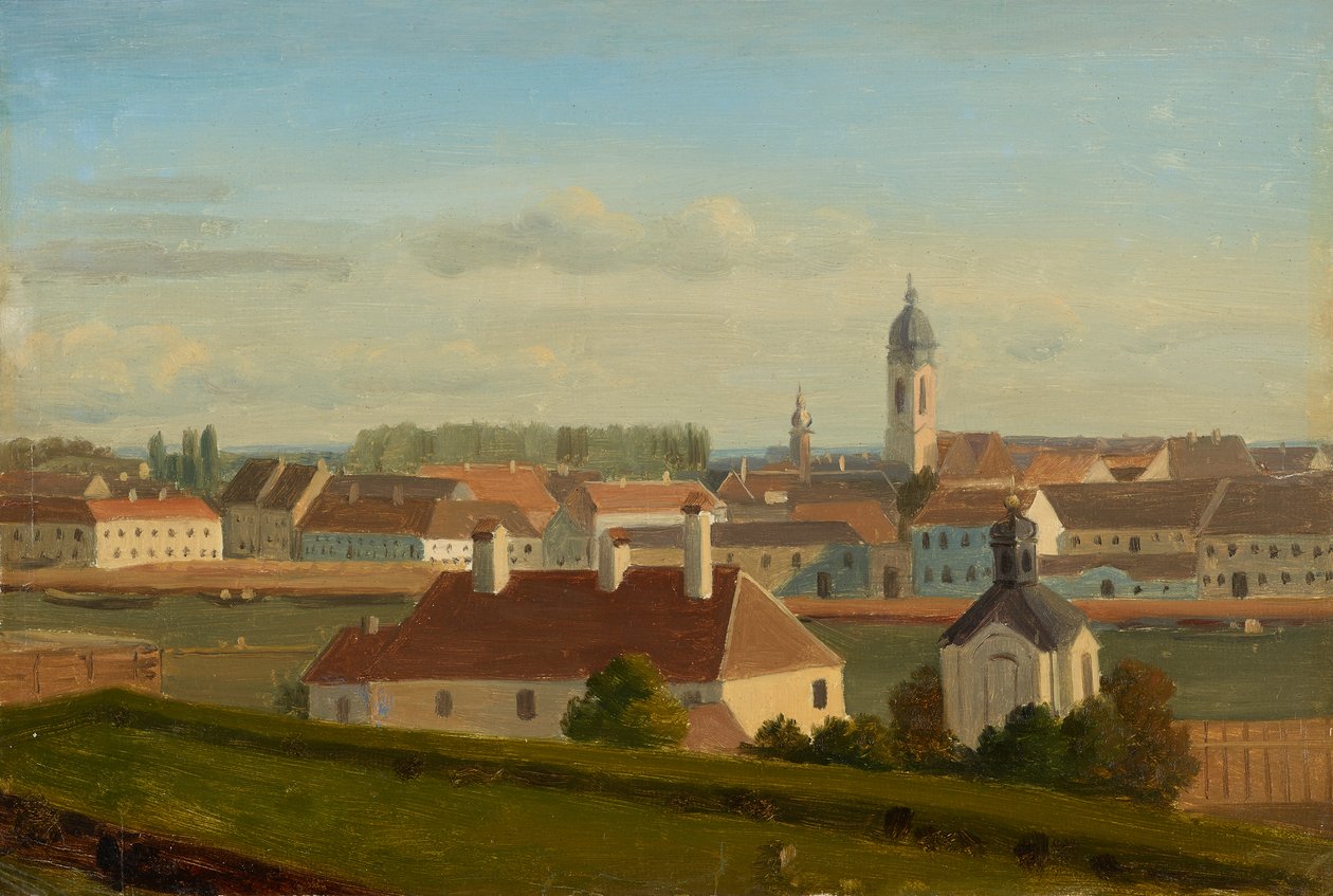 Uitzicht over het Donaukanaal naar Leopoldstadt door Johann Peter Krafft