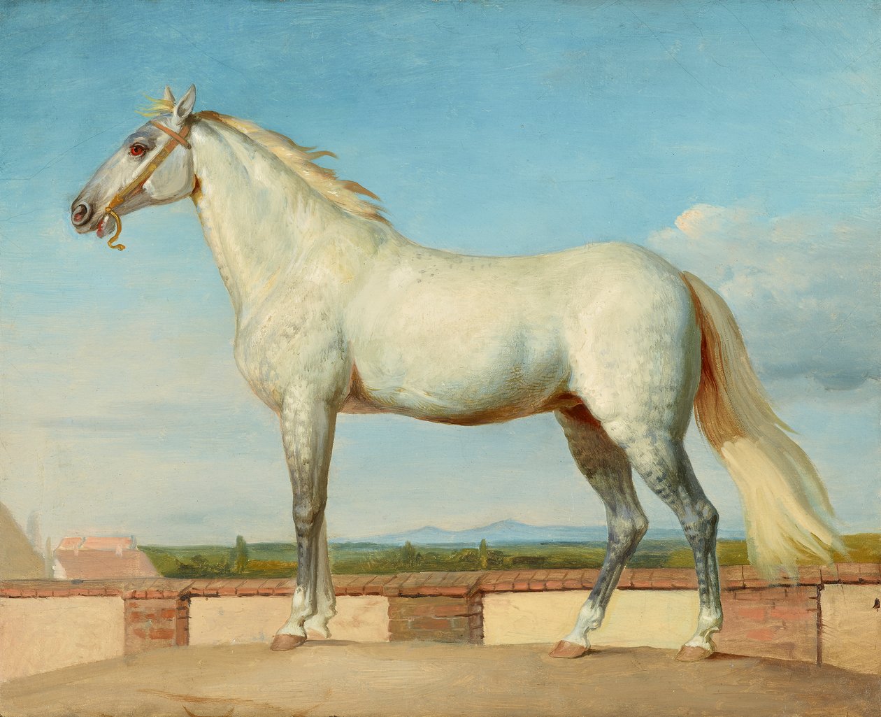 Schimmel voor een lage muur door Johann Peter Krafft