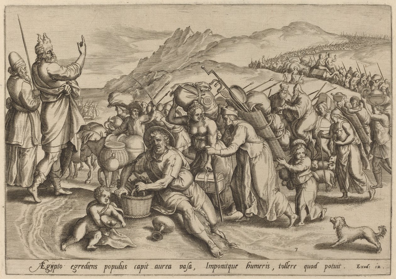 De Uittocht uit Egypte, 1585 door Johann Sadeler I