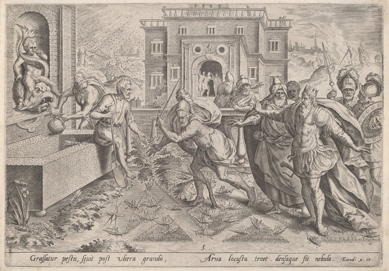 De Plaag van Sprinkhanen, ca. 1585 door Johann Sadeler I