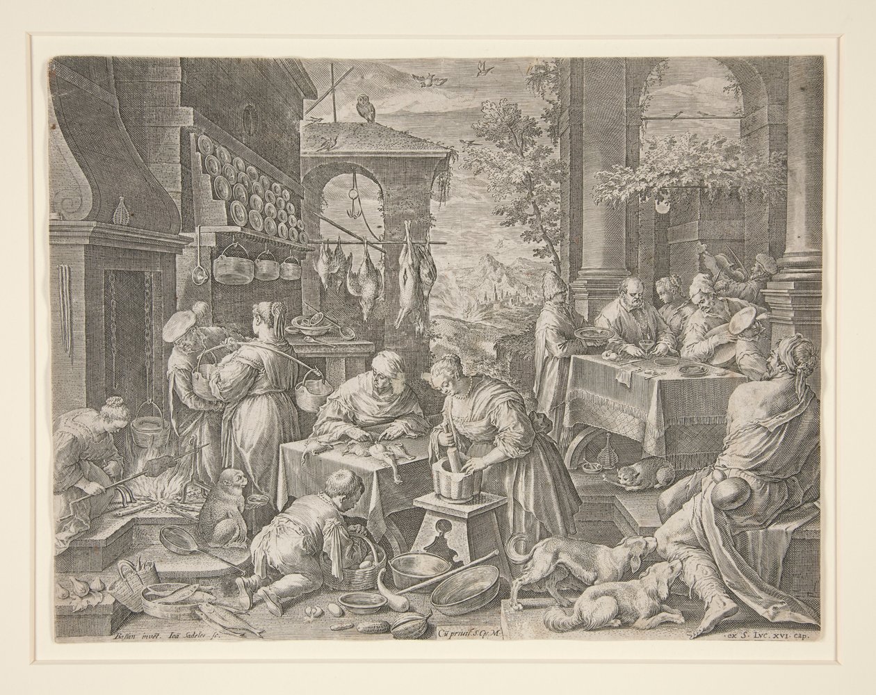 De rijke man en Lazarus door Johann Sadeler I