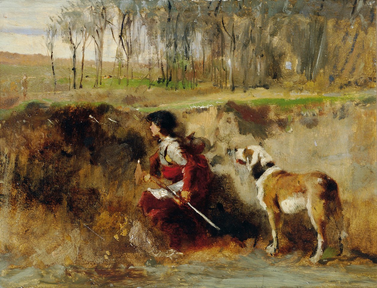 Studie ridder met hond door Johann  Till der Jüngere