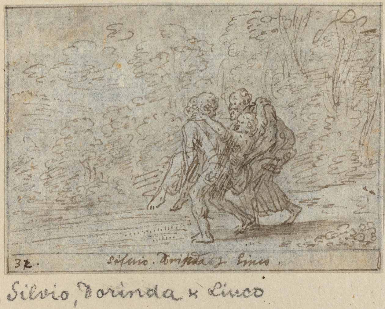 Silvio, Dorinda en Linco, 1640 door Johann Wilhelm Baur