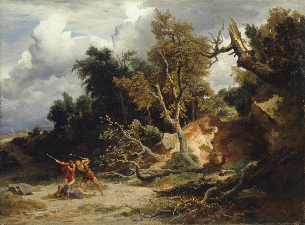 De hinderlaag (middag) ca. 1856 door Johann Wilhelm Schirmer