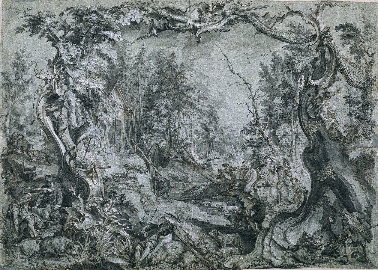 Sint Deicolus en het Zwijn, 1747-1748 door Johann Wolfgang Baumgartner