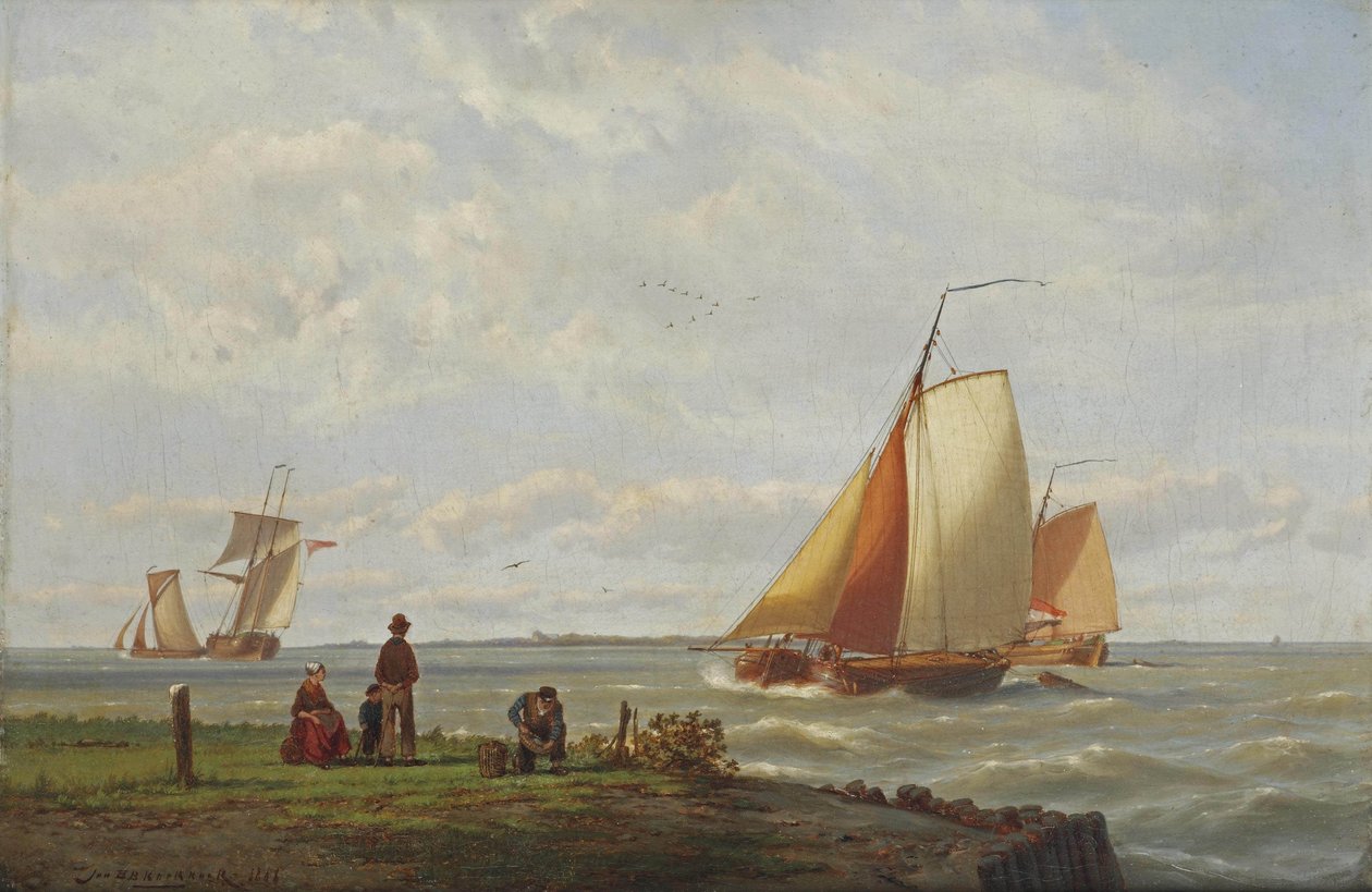 De schepen voorbij zien gaan door Johannes Hermann Barend Koekkoek