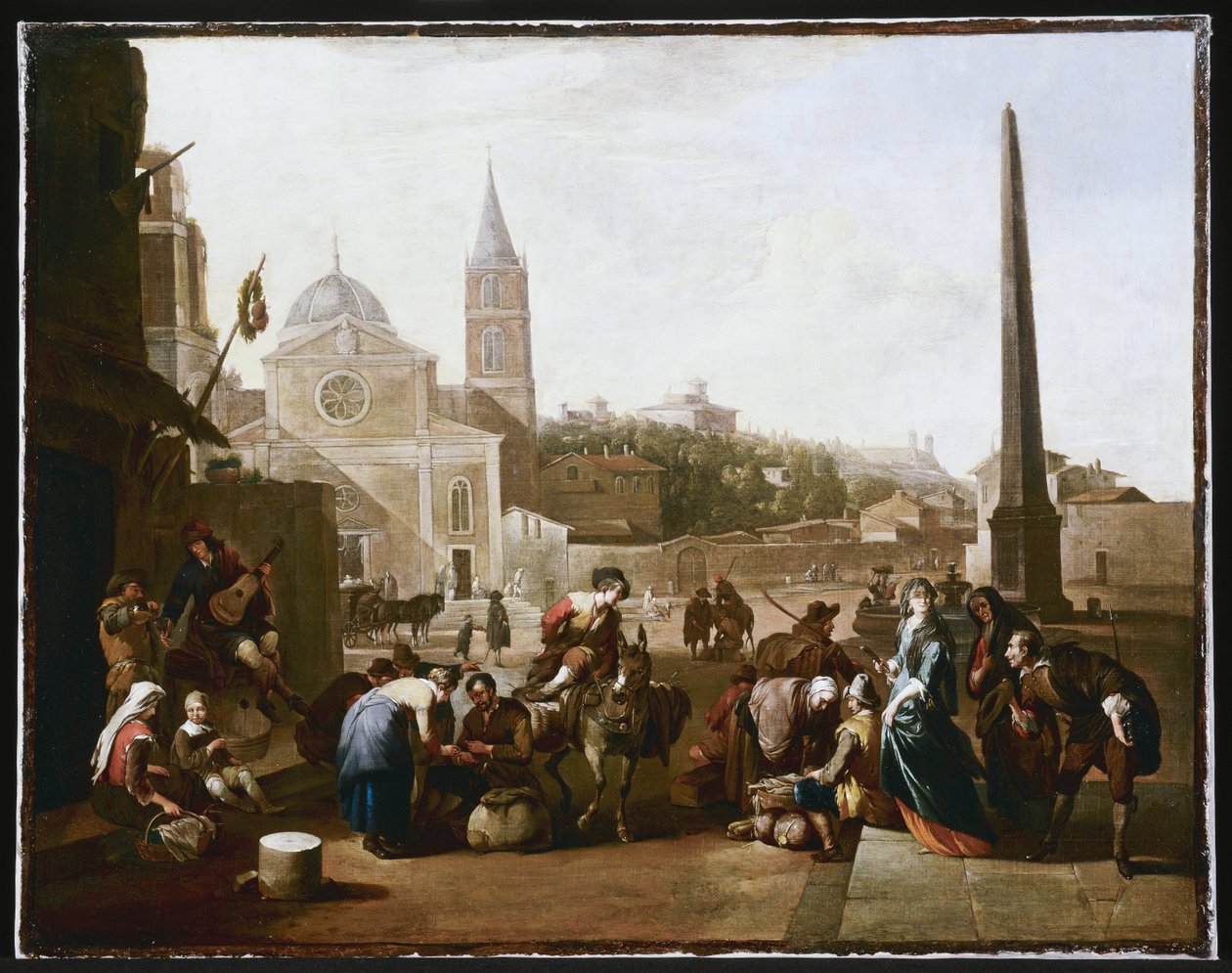 De Piazza del Popolo, Rome door Johannes Lingelbach